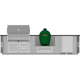 Hestan - GE Series 12' Outdoor Living Suite with Egg-Shaped Smoker/Grill (Custom Countertop) - Silver