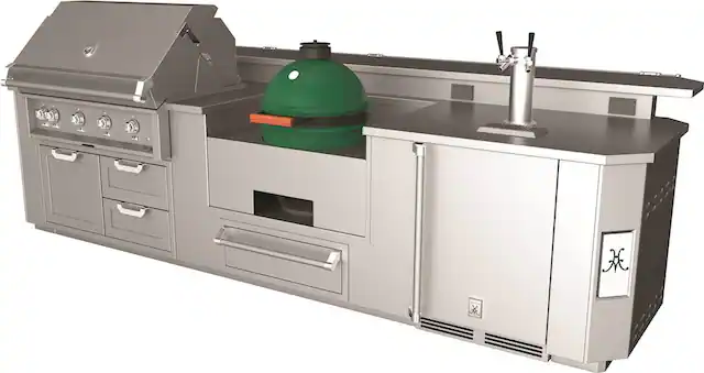 Alt View 11. Hestan - GE Series 12' Outdoor Living Suite with Egg-Shaped Smoker/Grill, Bar and Beer Dispenser (Custom Countertop) - Silver.