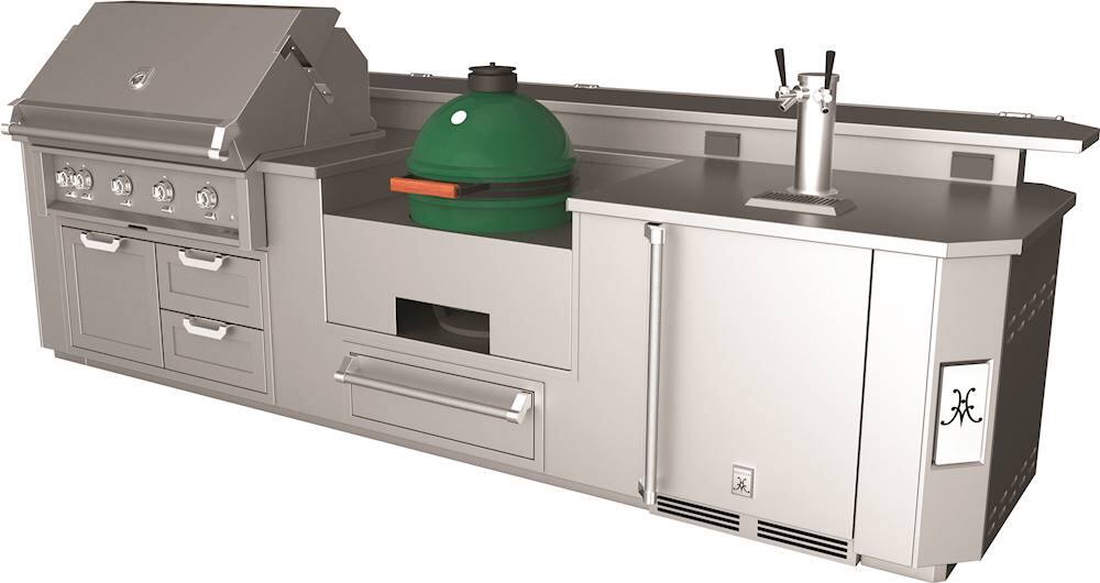 Alt View 11. Hestan - GE Series 12' Outdoor Living Suite with Egg-Shaped Smoker/Grill, Bar and Beer Dispenser (Custom Countertop) - Silver.