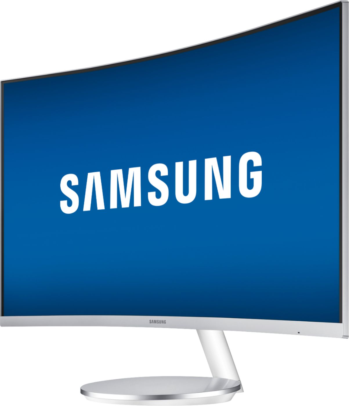 Left View: Samsung - Geek Squad Certified Refurbished 27" LED Curved FHD FreeSync Monitor - Silver