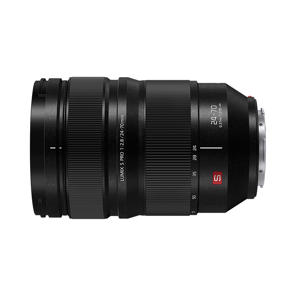 The text on the image reads: "1:2.8 1:2.8/24-70mm PRO S LUMIX 24 B2 35 70 1.21ft-00 24-70 0.37m/121ft S 50." This text is describing a camera lens, specifically a Panasonic Lumix lens with a focal length of 24-70mm. The lens has a maximum aperture of f/2.8, and it is designed for use with a full-frame camera. The lens is also equipped with image stabilization technology, which helps to reduce camera shake and improve image quality.