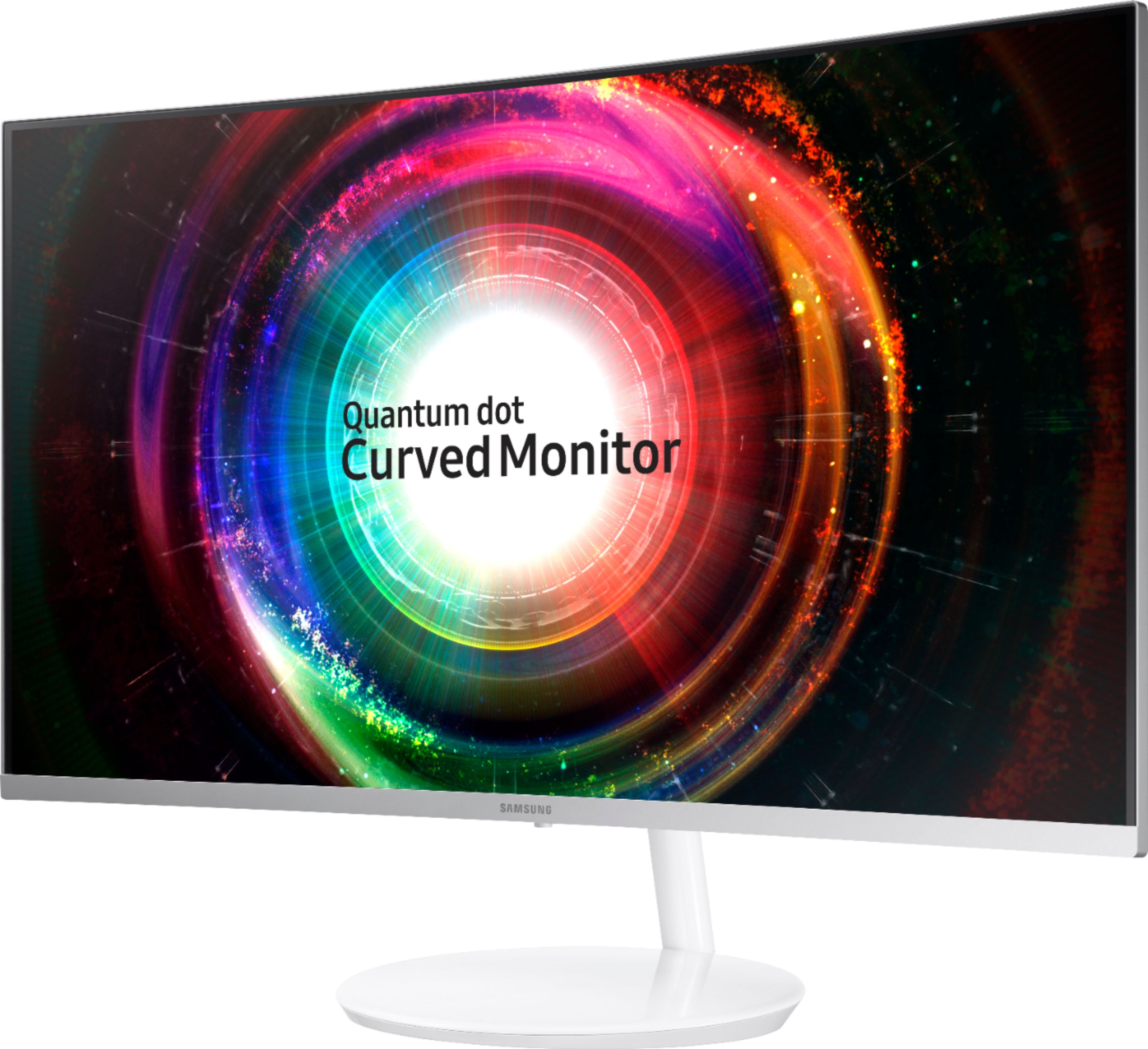 Left View: Samsung - Geek Squad Certified Refurbished 27" LED Curved WQHD FreeSync Monitor - Metallic Silver