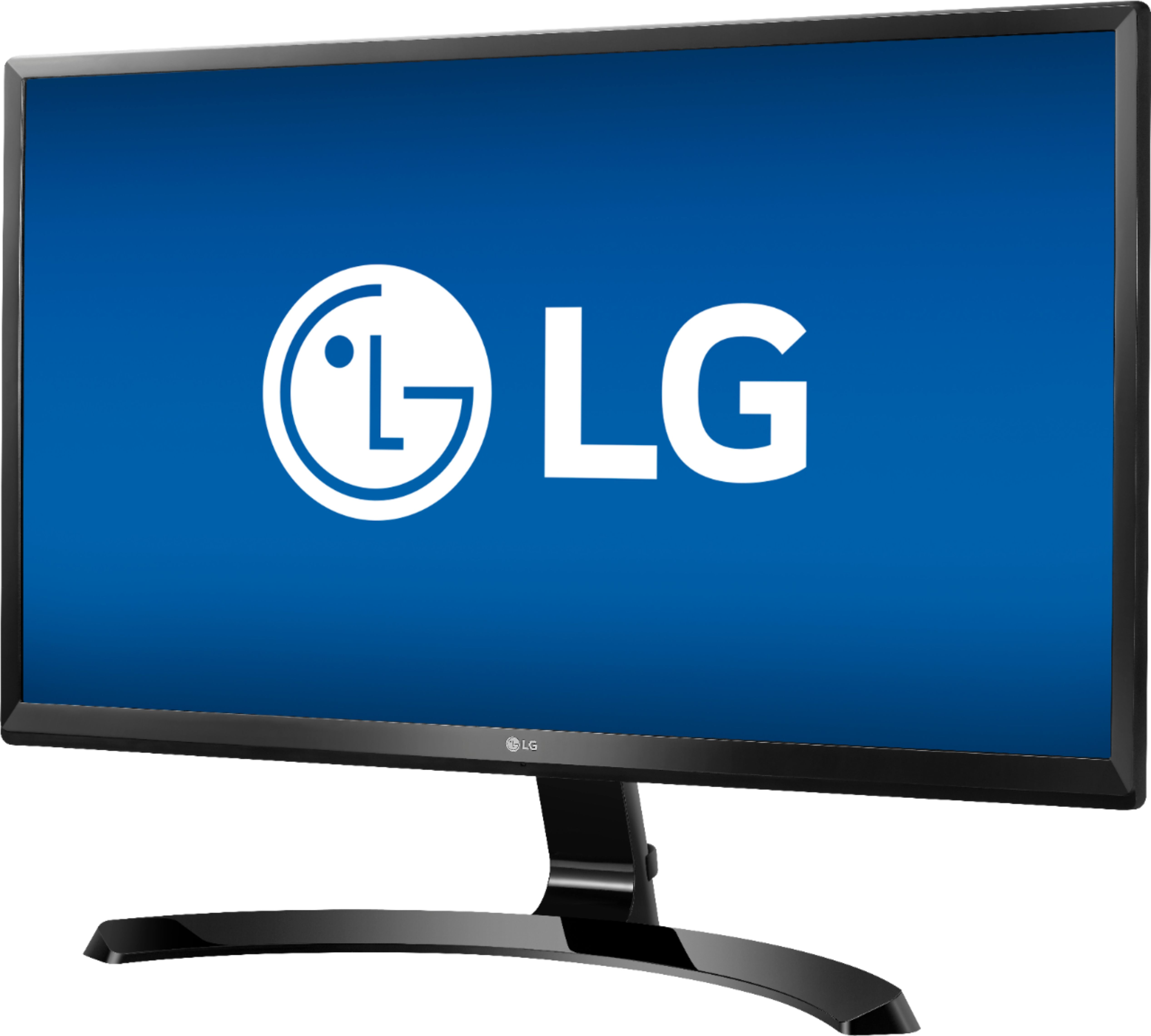 Left View: LG - Geek Squad Certified Refurbished 24" IPS LED 4K UHD FreeSync Monitor - Black