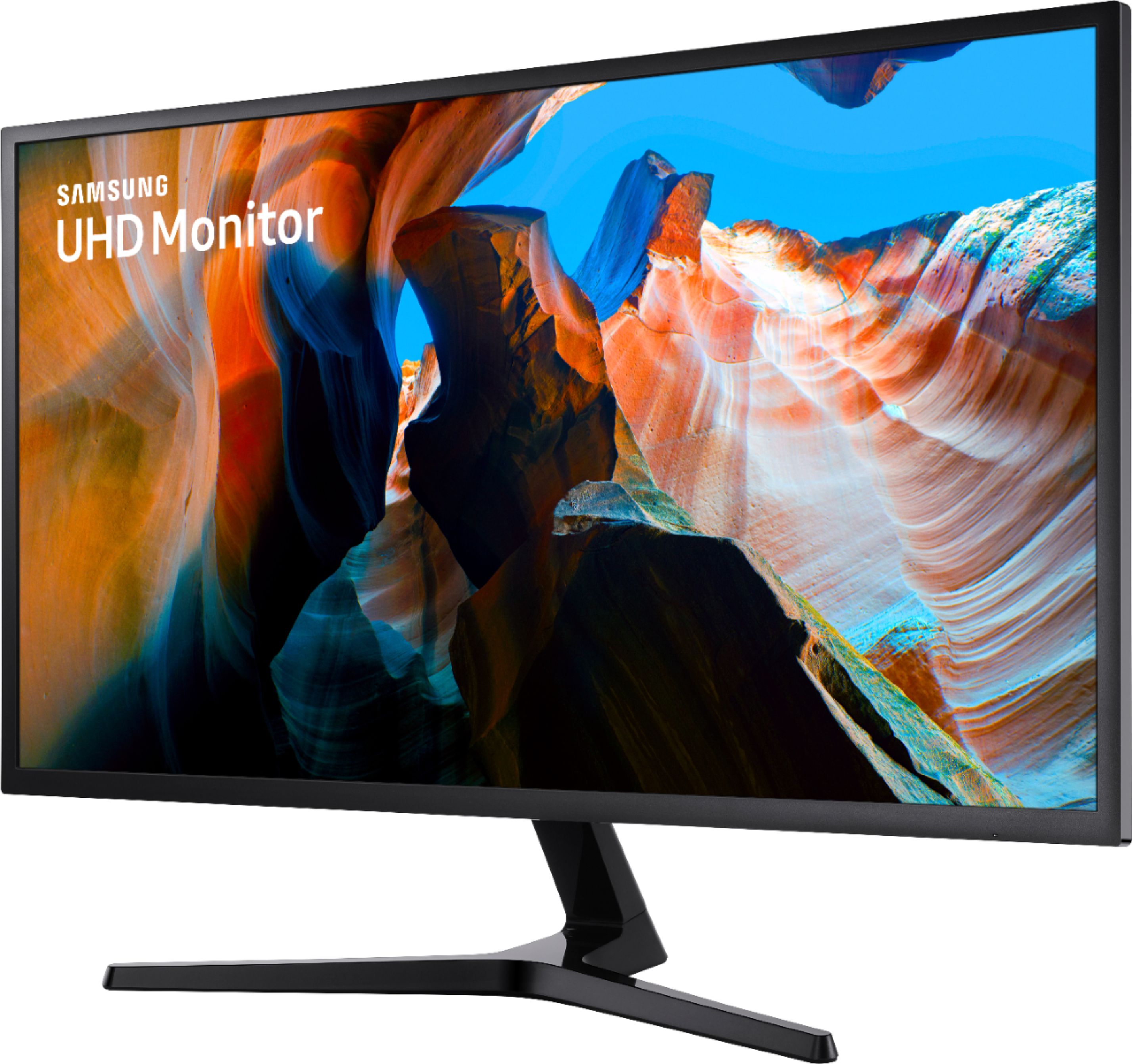 Left View: Samsung - G77 Series  32" Curved WQHD Gaming Monitor With Special T1 Faker Design (HDMI, USB) - Black