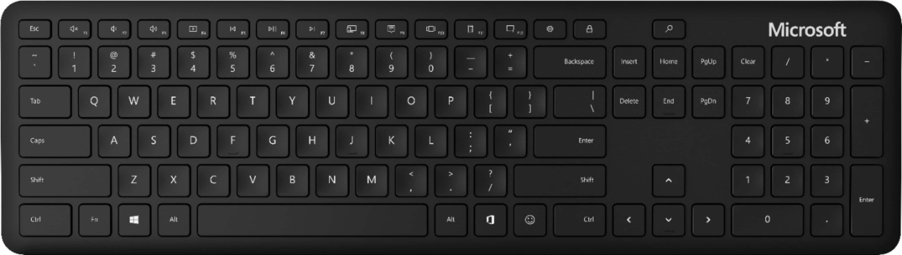 Front. Microsoft - Full-size Wireless Bluetooth Keyboard - Black.