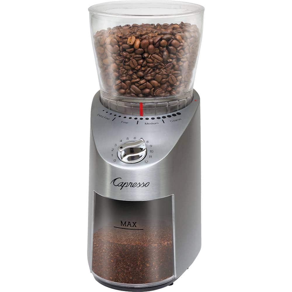 Alt View 11. Capresso - Infinity Plus 4-Oz. Conical Burr Coffee Grinder - Stainless Steel.
