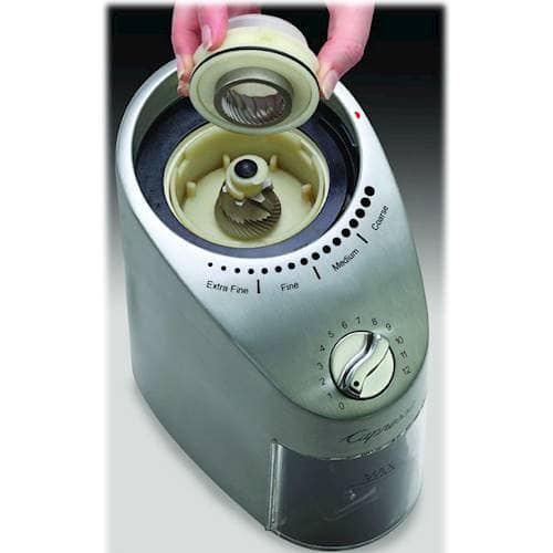 Alt View 12. Capresso - Infinity Plus 4-Oz. Conical Burr Coffee Grinder - Stainless Steel.