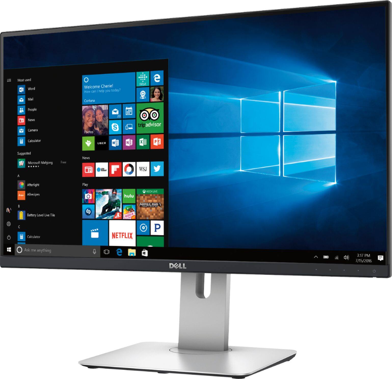 Left. Dell - Geek Squad Certified Refurbished UltraSharp 25" IPS LED QHD Monitor - Black.