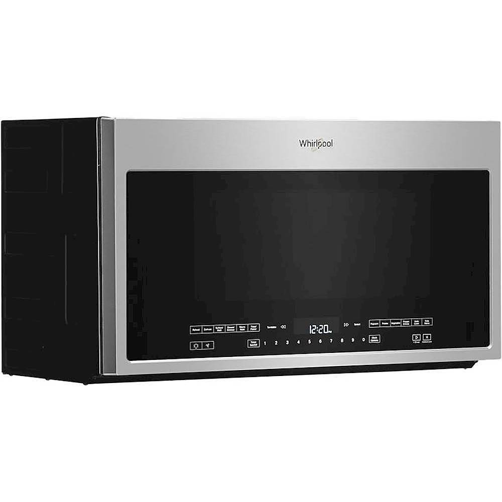 Angle View: Whirlpool - 2.1 Cu. Ft. Over-the-Range Microwave with Sensor and Steam Cooking - Stainless steel