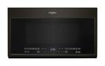Whirlpool - 2.1 Cu. Ft. Over-the-Range Microwave with Steam Cooking - Black stainless steel - Front_Standard