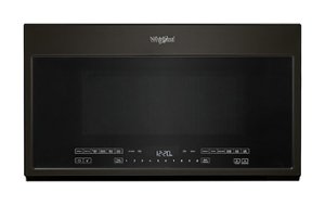 Whirlpool - 2.1 Cu. Ft. Over-the-Range Microwave with Sensor and Steam Cooking - Black stainless steel - Front_Zoom