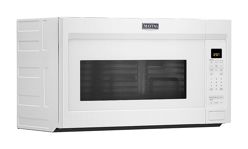 Angle View: Maytag - 1.9 Cu. Ft. Over-the-Range Microwave with Sensor Cooking and Dual Crisp - White