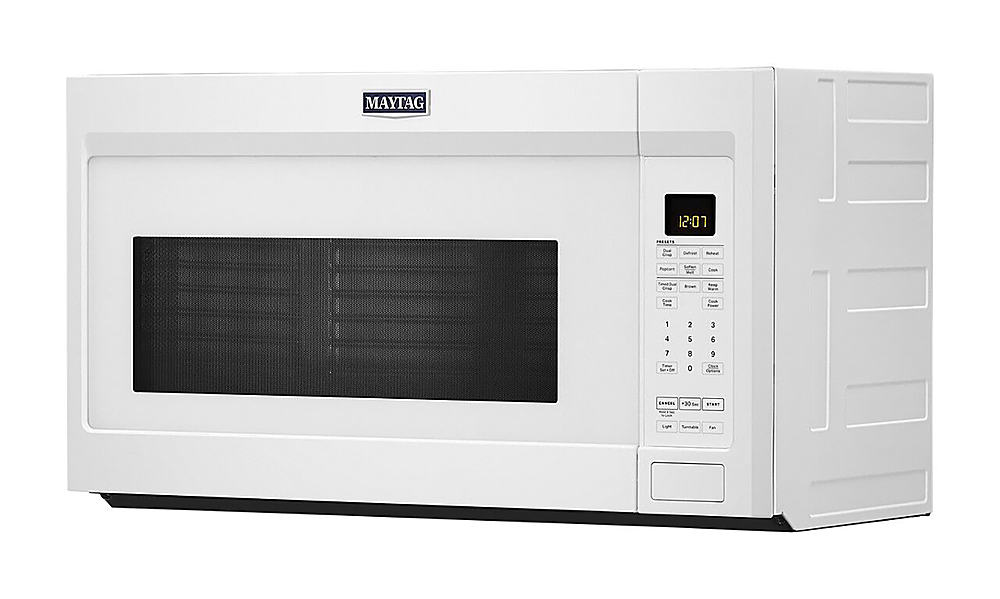 Left View: Maytag - 1.9 Cu. Ft. Over-the-Range Microwave with Sensor Cooking and Dual Crisp - White