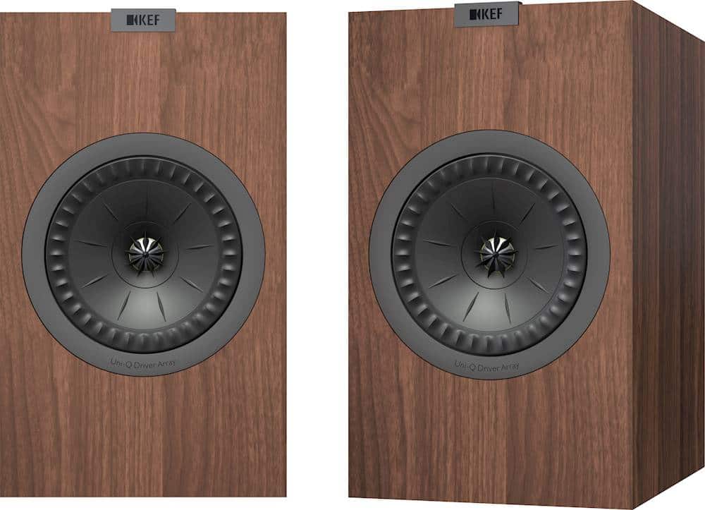 Front. KEF - Q Series 6.5" 2-Way Bookshelf Speakers (Pair) - Walnut.