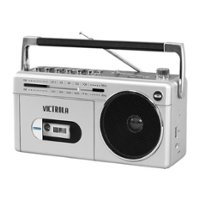 Victrola - Boombox with AM/FM Radio - Silver - Front_Zoom