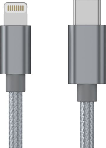 Just Wireless - 6' Lightning-to-USB Type C Cable - Slate Gray