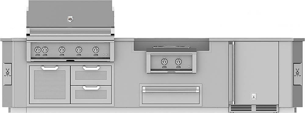 Angle View: Hestan - GE Series 12' Outdoor Living Suite with Power Burner - Stainless Steel