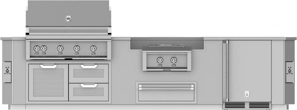 Angle. Hestan - GE Series 12' Outdoor Living Suite with Power Burner - Stainless Steel.