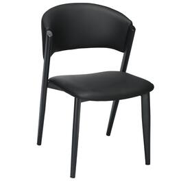 LeisureMod - Aspen Modern Leather Dining Chair with Iron Legs & High-Density Foam - Fully Assembled - Black
