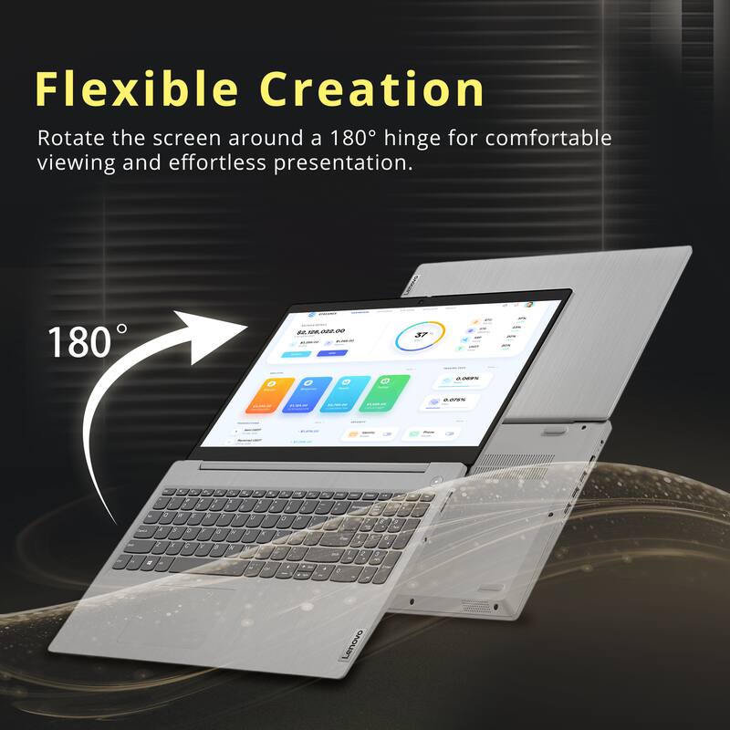 Flexible Creation  
Rotate the screen around a 180° hinge for comfortable viewing and effortless presentation.