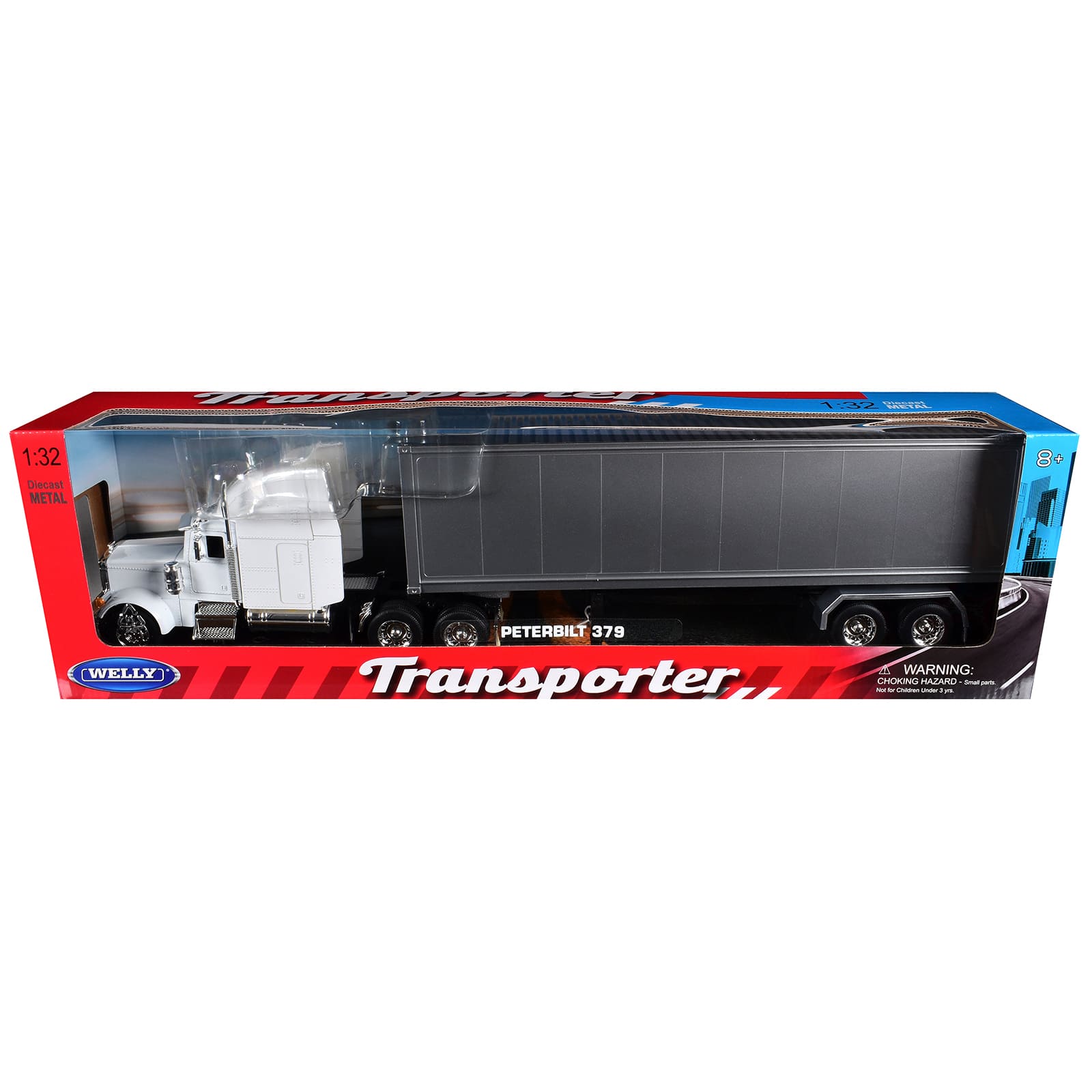 "Peterbilt 379 Truck White with Silver Container ""Transporter"" Series 1/32 Diecast Model by Welly" price history on PriceWatchPro