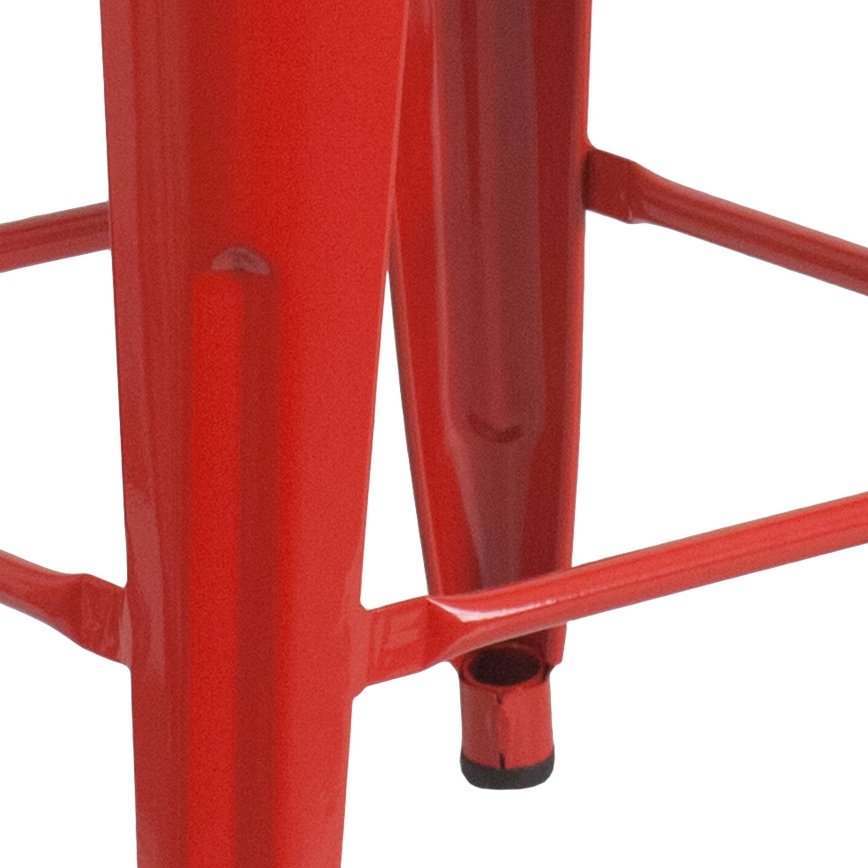 Alt View 7. Emma + Oliver - Commercial Grade 24"H Backless Metal Indoor-Outdoor Counter Stool w/ Square Seat - Red.