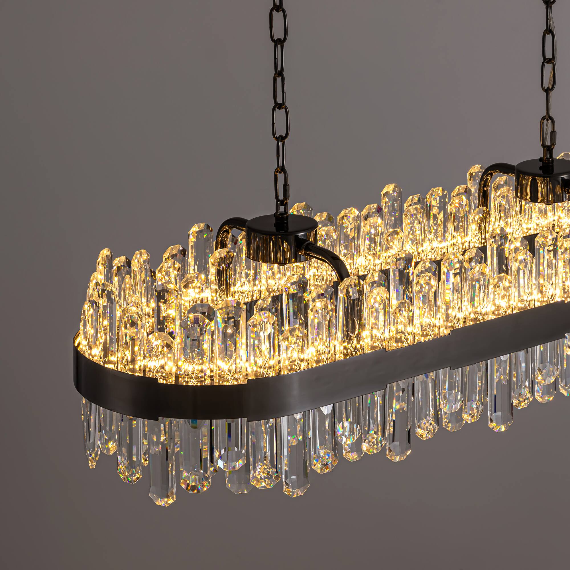 Alt View 4. Siljoy - 40-inch Modern Rectangular K9 Crystal Linear Chandelier Pendant for Dining Room Kitchen Island Bar - Graphite Black.
