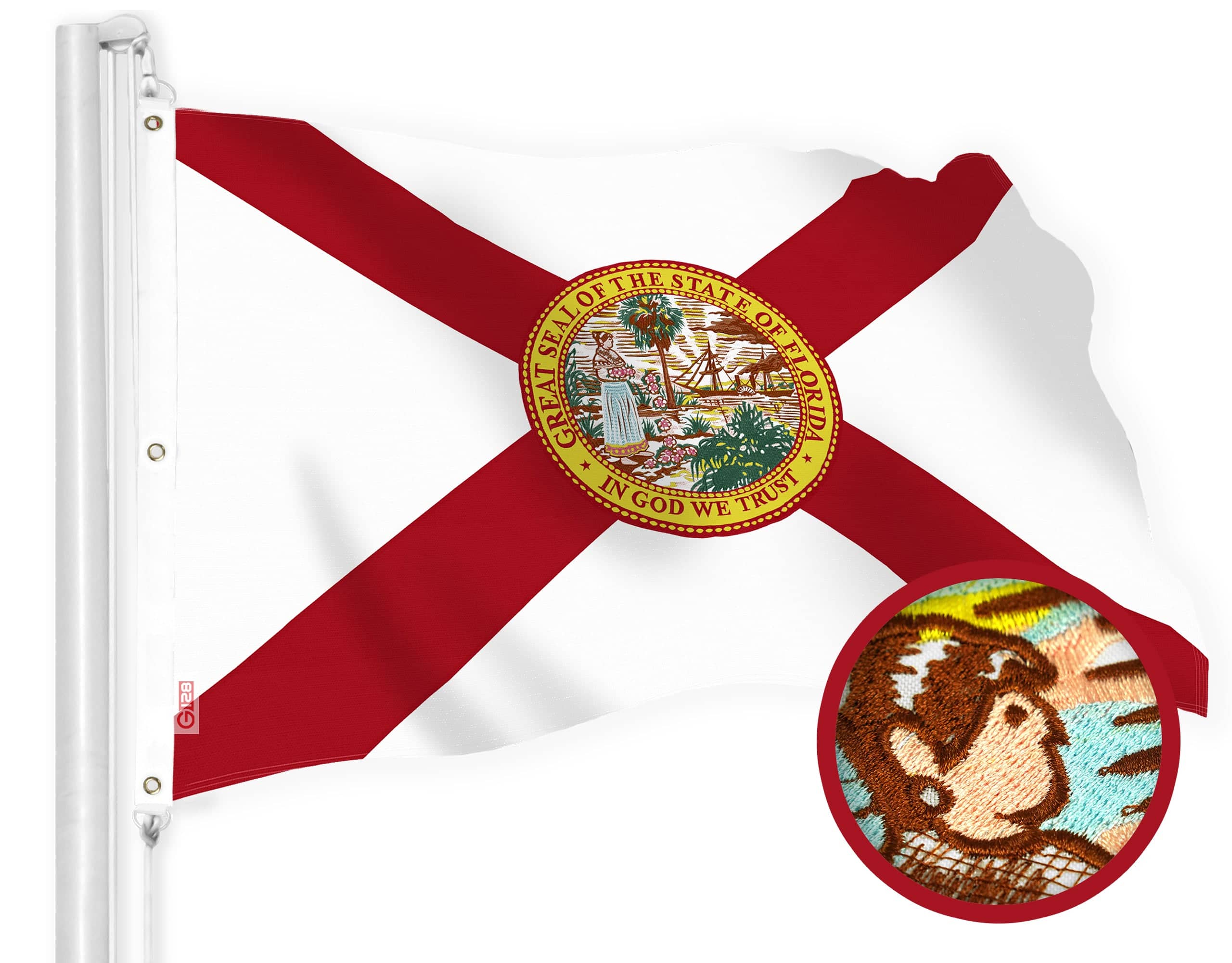 Photos - Other Decoration Full Tech G128 - Florida State Flag — 6 x 10 ft Embroidered 220GSM Spun Polyester with Brass Grommets - Assorted Colors 6759139672158 