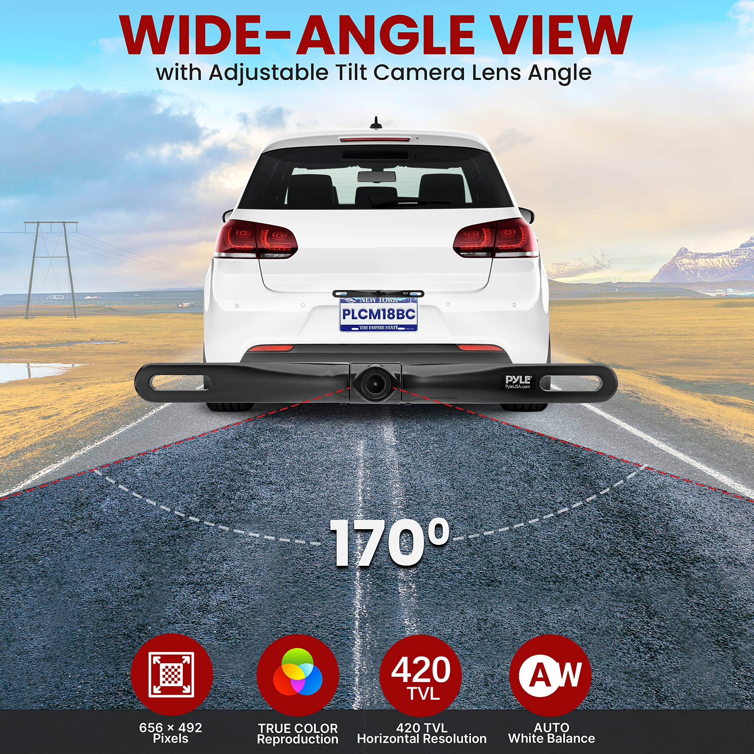 WIDE-ANGLE VIEW with Adjustable Tilt Camera Lens Angle

- 170°
- 656 x 492 Pixels
- TRUE COLOR Reproduction
- 420 TVL Horizontal Resolution
- 420 TVL
- AUTO White Balance