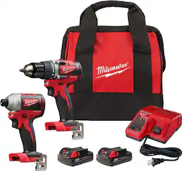 Milwaukee - 2697-22 M18 18-Volt Lithium-Ion Cordless Hammer Drill and Impact Driver XC Combo Kit (2-Tool)