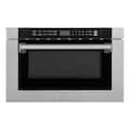 ZLINE - 24 in. 1.2 cu. ft. Built-in Microwave Drawer with Sensor Cooking and Traditional Handle - Satin Stainless Steel