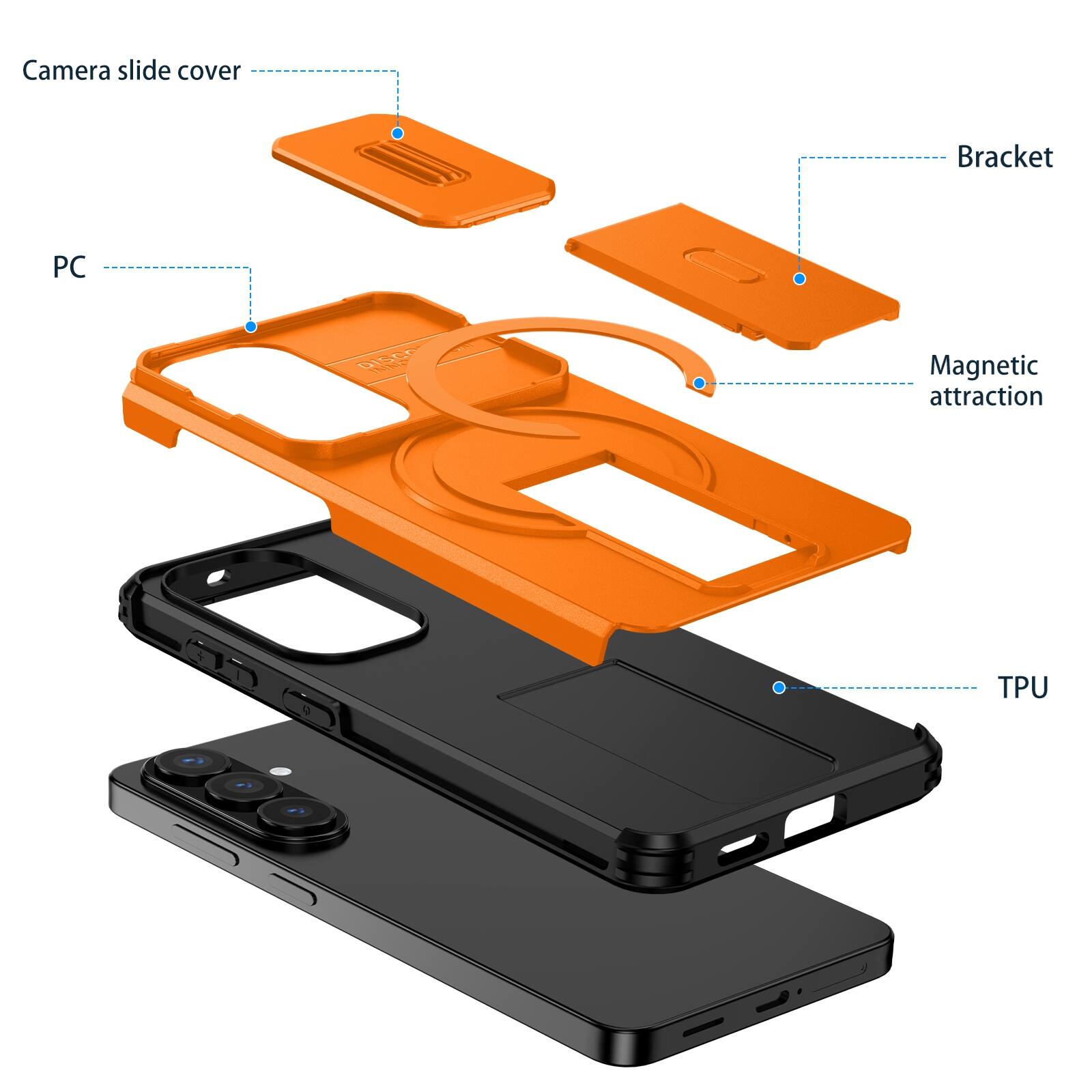Camera slide cover  
Bracket  
PC  
Magnetic attraction  
TPU