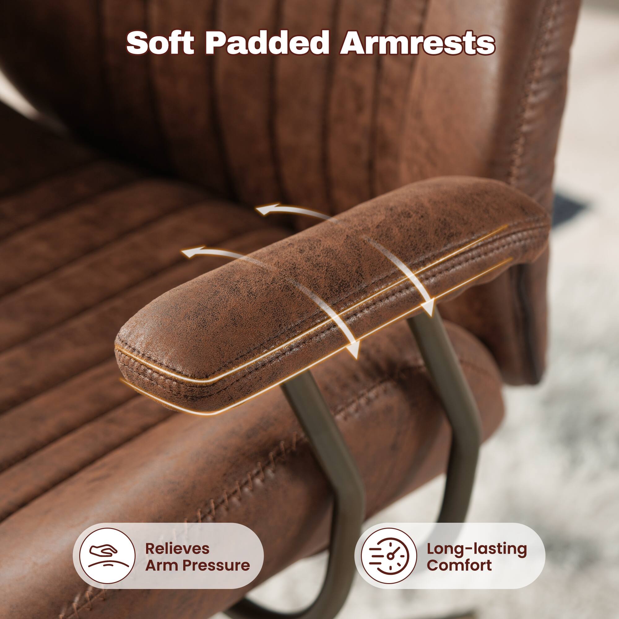 Soft Padded Armrests Relieves Arm Pressure Long-lasting Comfort
