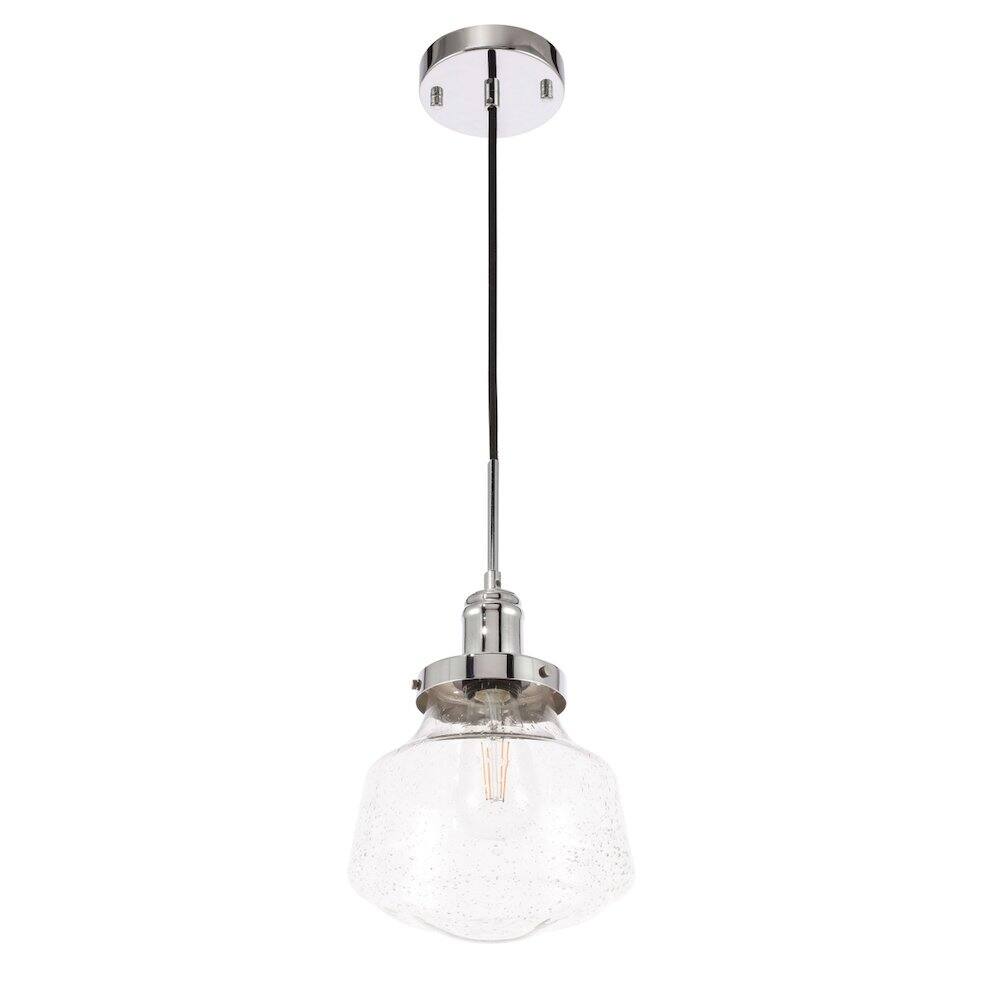 Alt View 3. Living District - Lyle 1 Light Chrome And Clear Seeded Glass Pendant - Chrome And Clear Seeded Glass.
