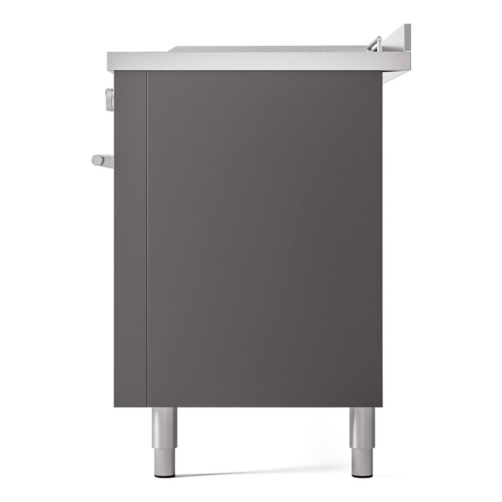 Alt View 9. ILVE - ILVE Nostalgie II 60 inch Dual Fuel Range with 7 Burners + Griddle (Liquid Propane, Blue Grey, Brass Trim) - Blue Grey.