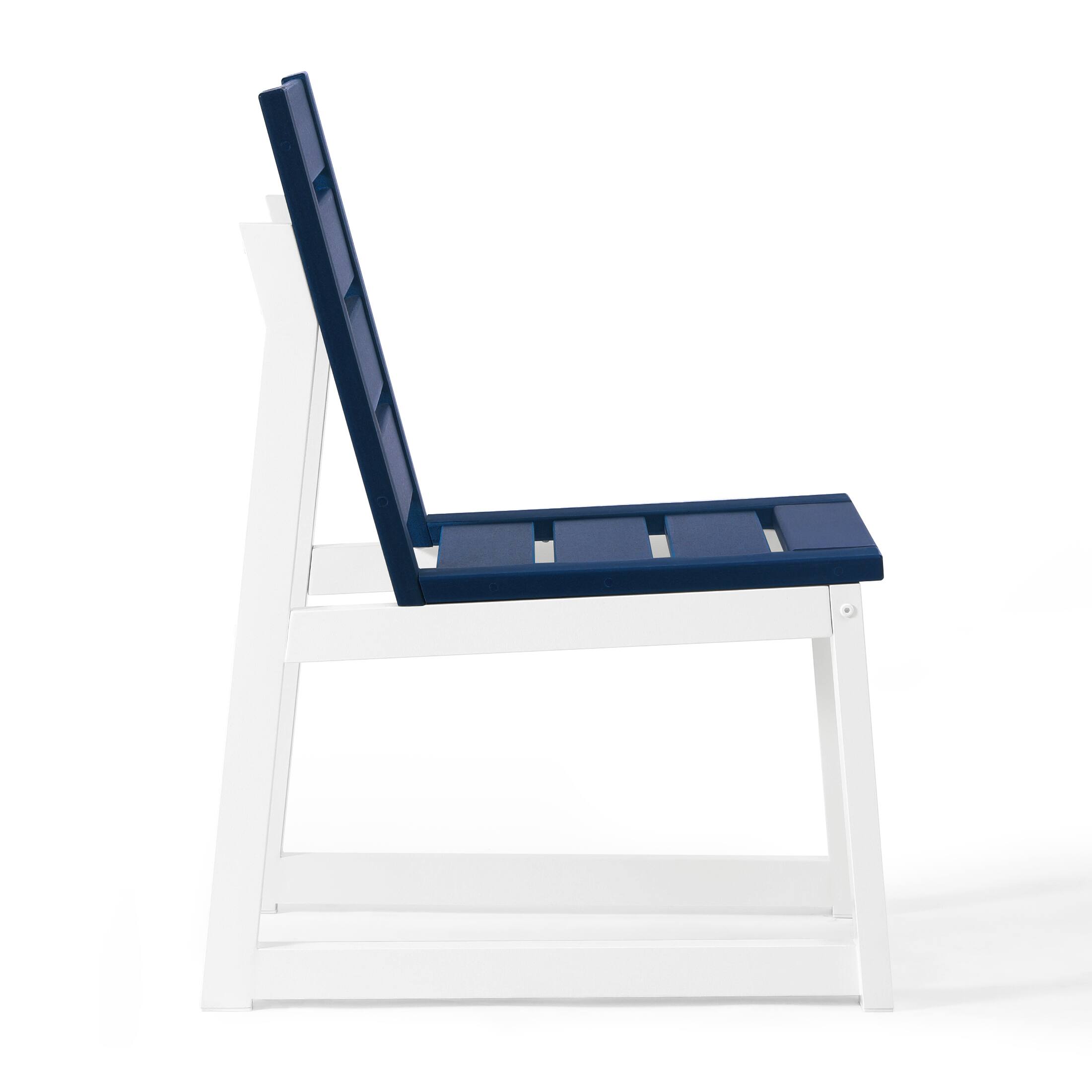 Alt View 4. WestinTrends - WestinTrends Cape May 7-Piece HDPE Outdoor Furniture Patio Dining Table With Umbrella Hole and Chairs Set For 6 - Navy Blue.