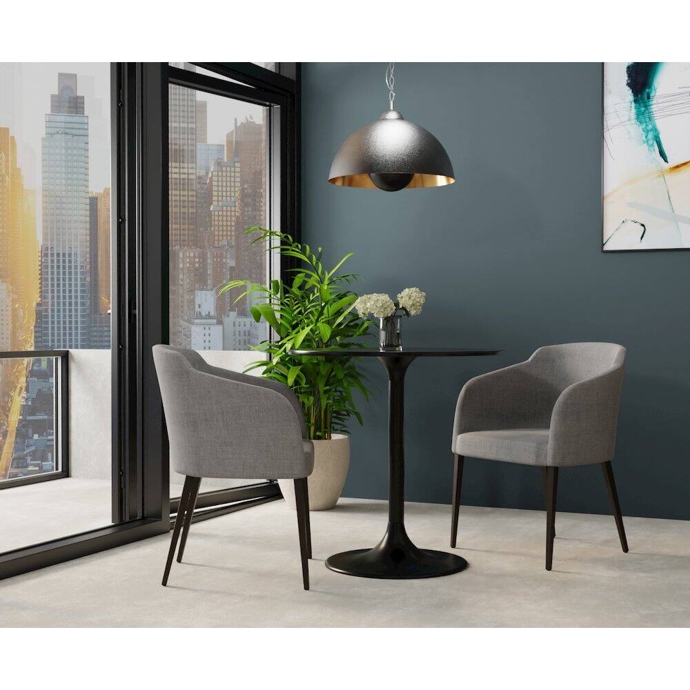 Alt View 3. Carolina Chair & Table - Enzo 30" Round Marble Top Dining Table - Black Top - Black Base - Black.