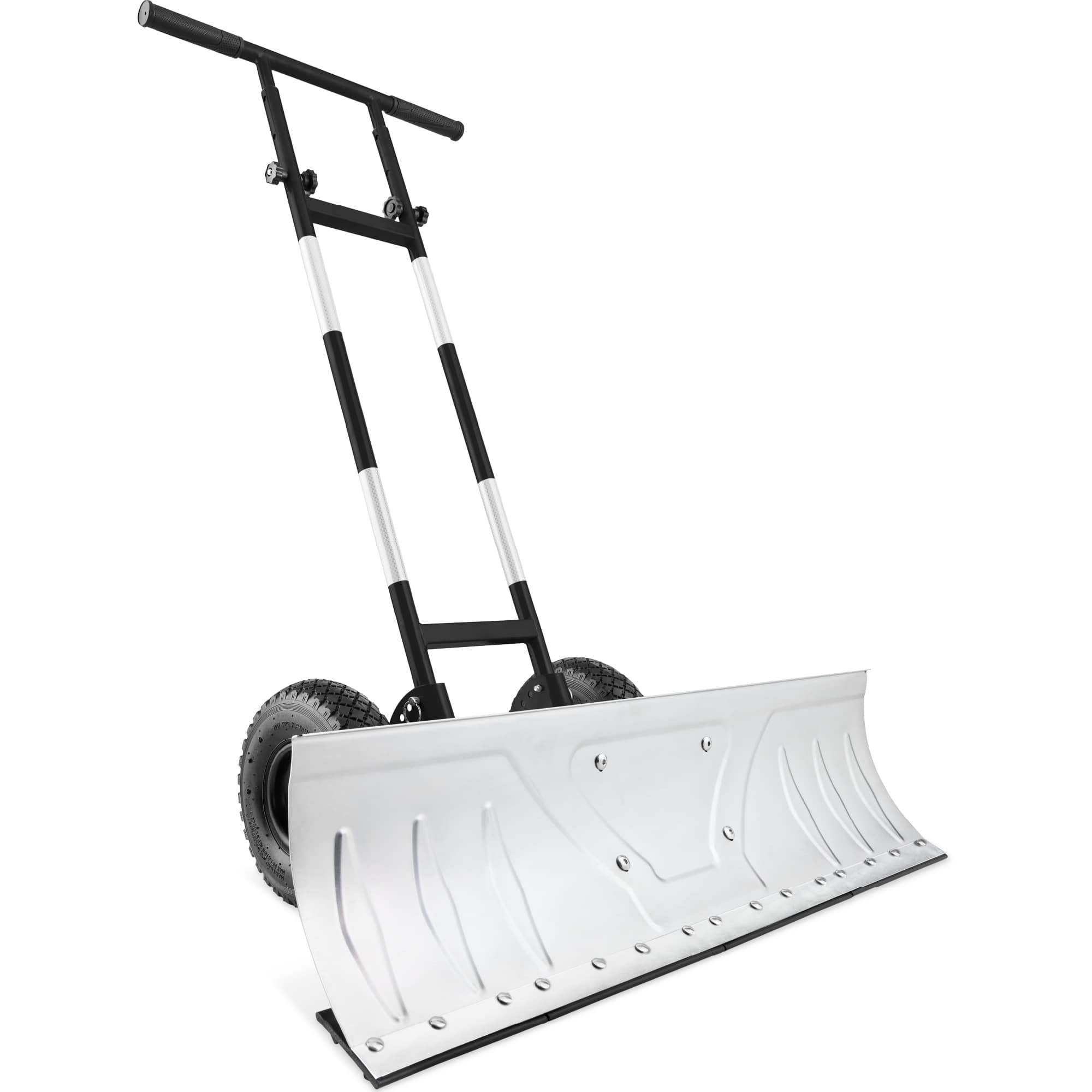 Front. Best Choice Products - Best Choice Products 36in Galvanized Blade Hand Snow Pusher w/ 2 Wheels, Adjustable Handle, Blade Angle - Silver - Silver.