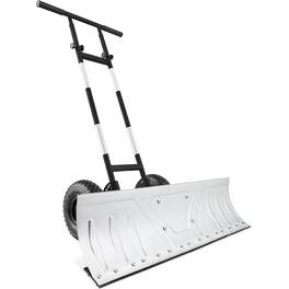Best Choice Products - 36in Galvanized Blade Hand Snow Pusher w/ 2 Wheels, Adjustable Handle, Blade Angle - Silver