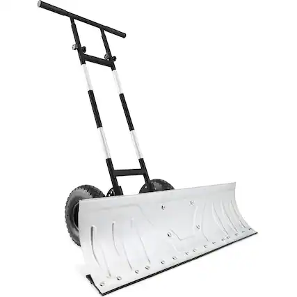 Front. Best Choice Products - Best Choice Products 36in Galvanized Blade Hand Snow Pusher w/ 2 Wheels, Adjustable Handle, Blade Angle - Silver - Silver.