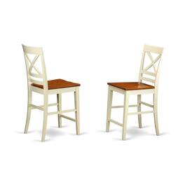 East West Furniture - Quincy Counter Height Stools With X-Back in Buttermilk and Cherry Finish - Buttermilk & Cherry