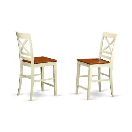 Front. East West Furniture - Quincy Counter Height Stools With X-Back in Buttermilk and Cherry Finish - Buttermilk & Cherry.