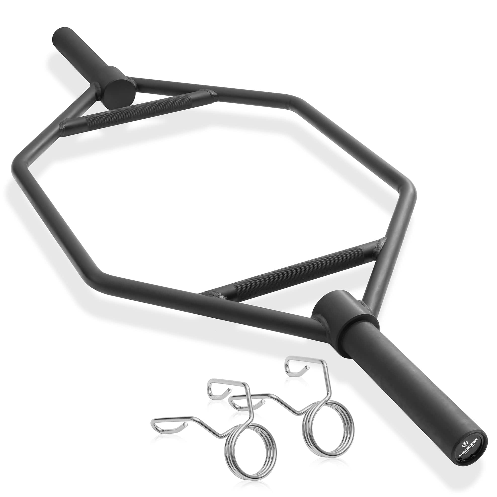 Philosophy Gym - 2-in Olympic Hex Trap Bar - Pro Barbell for Deadlifts - Shrugs and Squats - Black