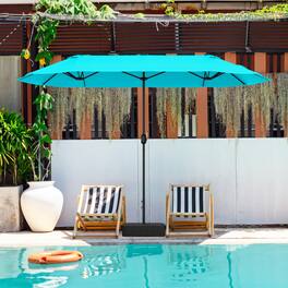 Mondawe - 13 FT Double-Sided Patio Twin Umbrella with Crank Handle - Turquoise