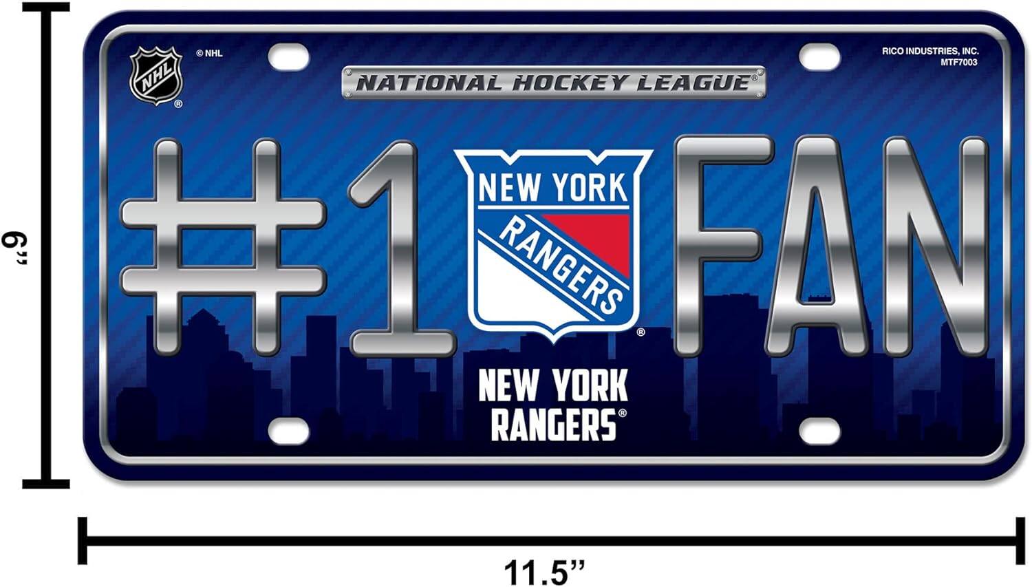 NHL RICO INDUSTRIES, INC.  
MTF7003  
NATIONAL HOCKEY LEAGUE  
NEW YORK  
#1 FAN  
NEW YORK RANGERS  
11.5"