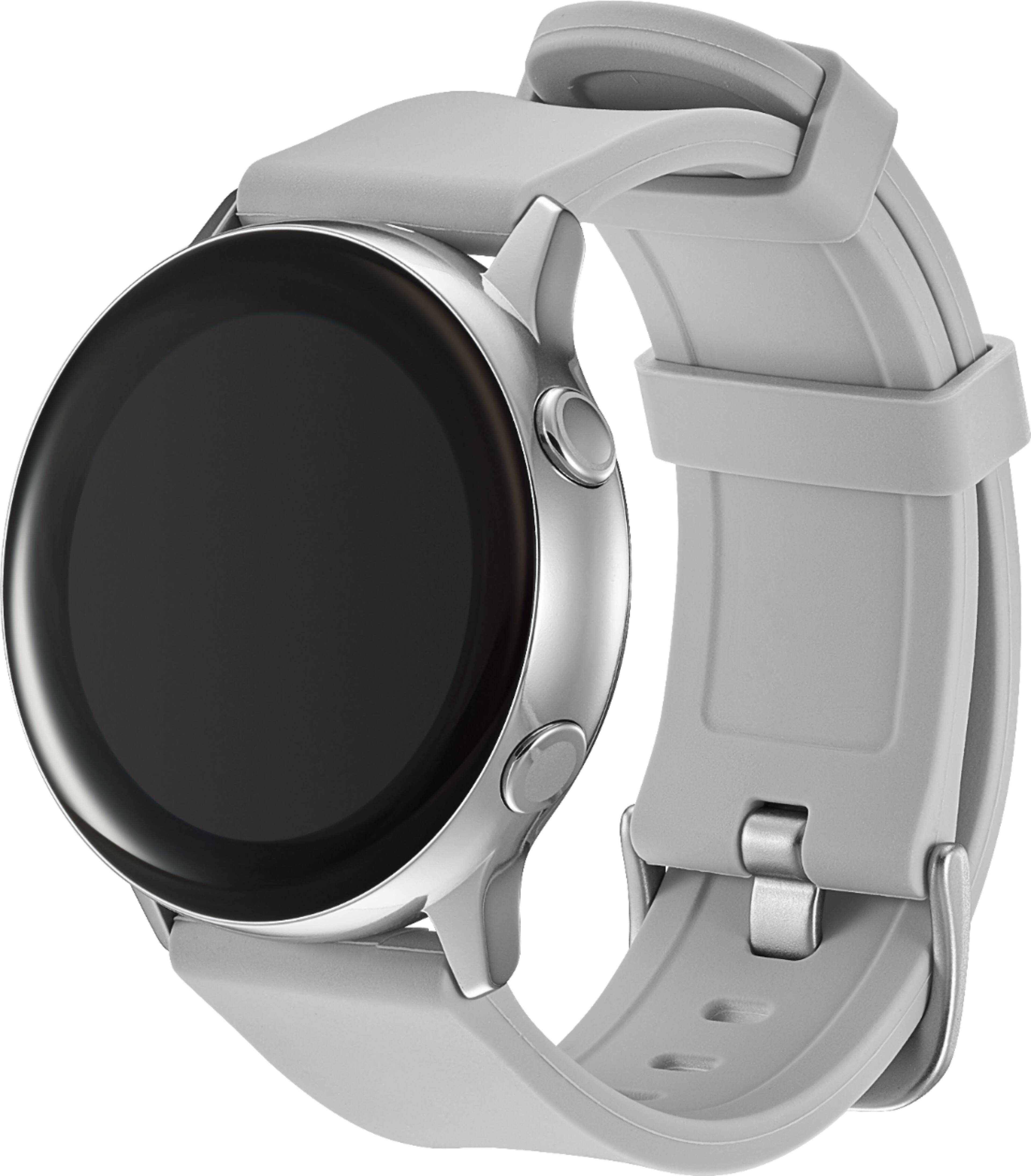 Left. Modal™ - Silicone Watch Band for Samsung Galaxy Watch, Galaxy Watch3, Galaxy Watch4, Galaxy Active, and Galaxy Active 2 - Stone.