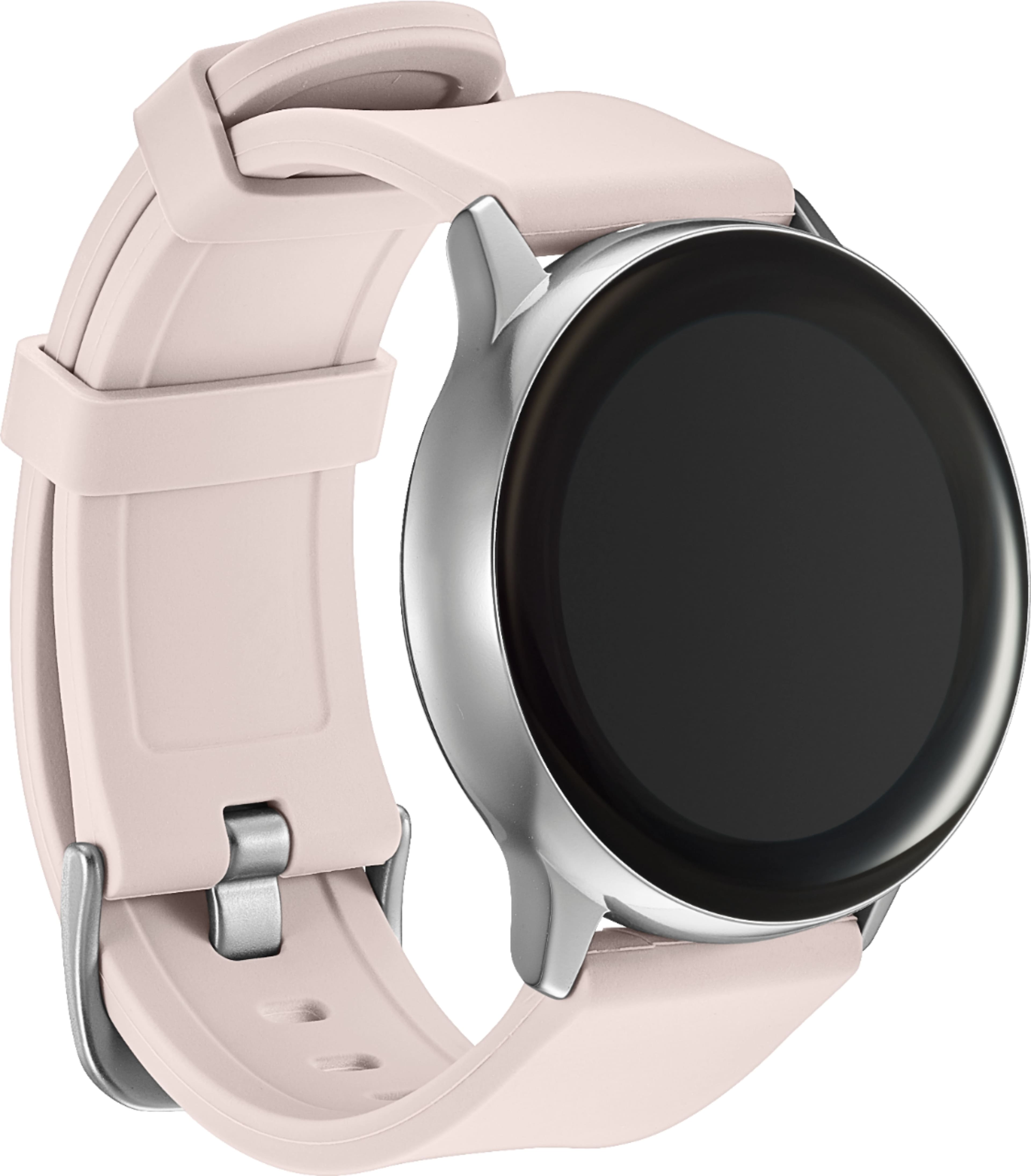Angle. Modal™ - Silicone Watch Band for Samsung Galaxy Watch, Galaxy Watch3, Galaxy Watch4, Galaxy Active, and Galaxy Active 2 - Soft Pink.