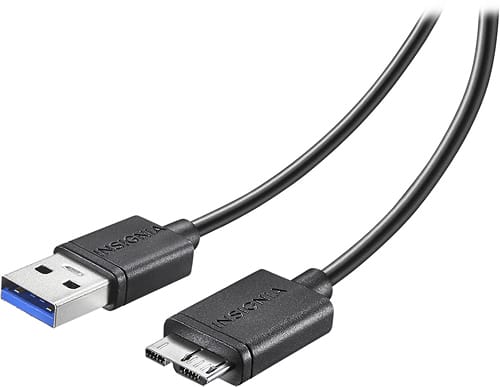 Front. Insignia™ - 4' Micro USB 3.0 Charge-and-Sync Cable - Black.