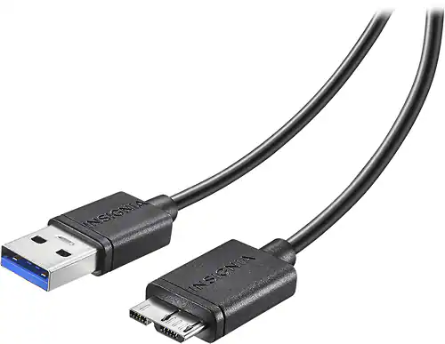 Front. Insignia™ - 4' Micro USB 3.0 Charge-and-Sync Cable - Black.