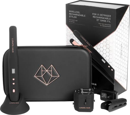 Lunata - Cordless Hair Straightener - Black/Rose Gold - Angle_Zoom. 1 of 4 . Swipe left for next.